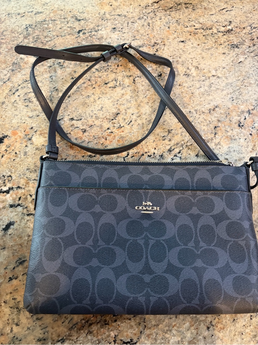 Coach Dark Gray Signature Crossbody Bag